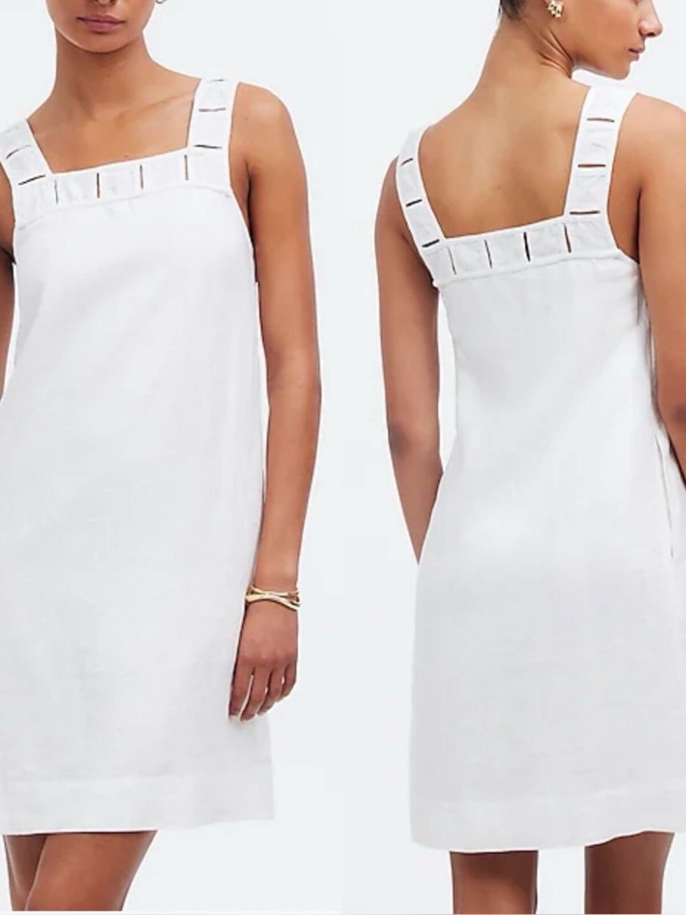 Madewell Embroidered Tank Mini Dress in Linen
